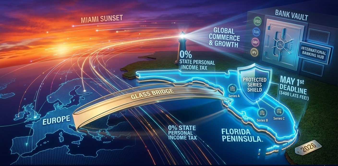 A 2026 guide to Florida LLC benefits, focusing on the zero state income tax, the new Protected Series law, and international banking advantages.